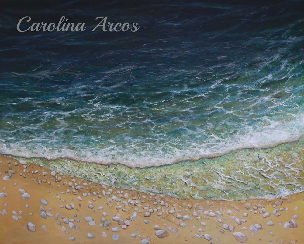 acrylic painting of a beach