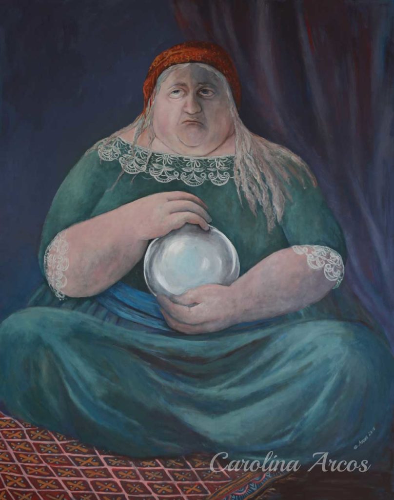 acrylic painting of a fortune teller