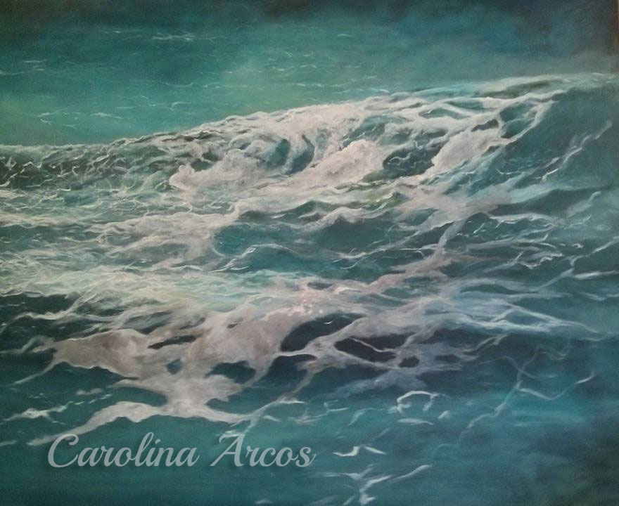 acrylic painting of sea waves