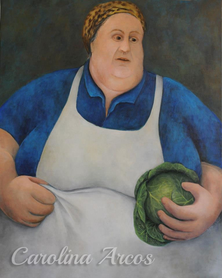 acrylic painting of a cook
