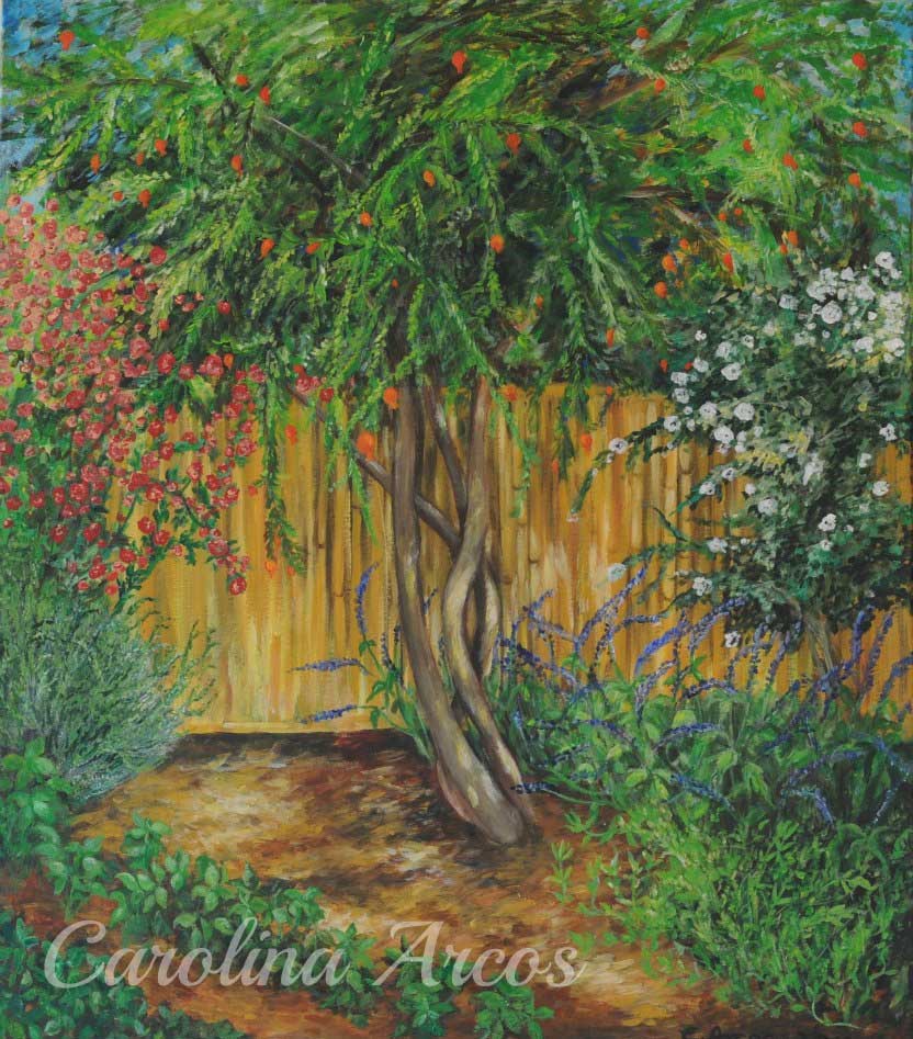acrylic painting of spice garden