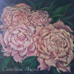 Pink Flowers by Carolina Arcos, acrylic on canvas, 100 by 100 cm