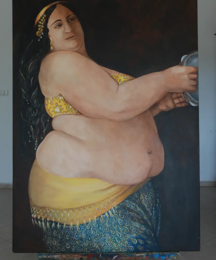 Belly Dancer by Carolina Arcos, acrylic on canvas, 180 by 160 cm