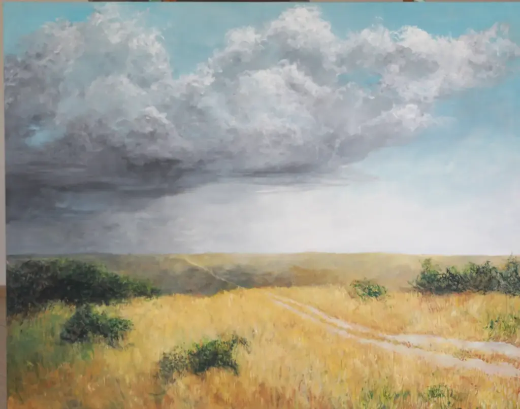 Black Clouds over the Negev by Carolina Arcos, acrylic on canvas, 170 by 150 cm