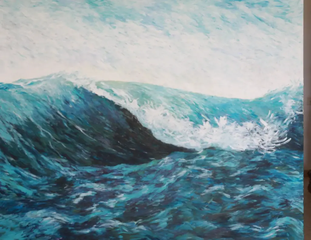 Blue Wave by Carolina Arcos, acrylic on canvas, 100 by 70 cm