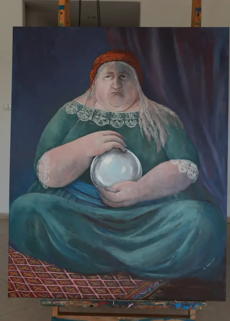 Fortune Teller by Carolina Arcos, acrylic on canvas, 170 by 150 cm