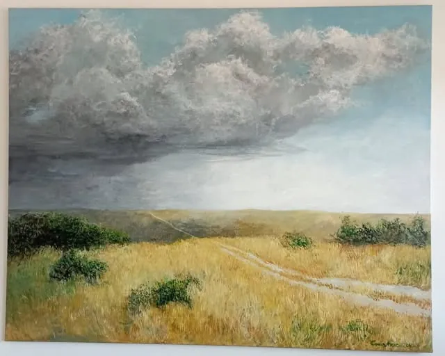 Track through the Field by Carolina Arcos, acrylic on canvas