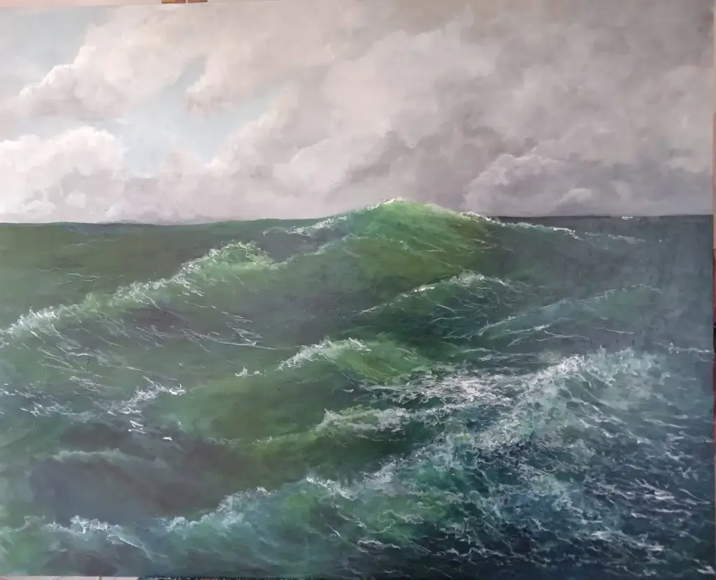 Wave by Carolina Arcos, acrylic on canvas, 150 by 120 cm